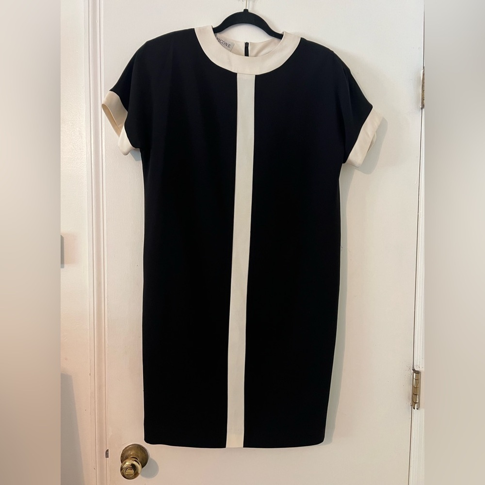 Vintage Evan Picone Black and White Sheath Dress with Dolman Sleeves SZ 4 (J127)